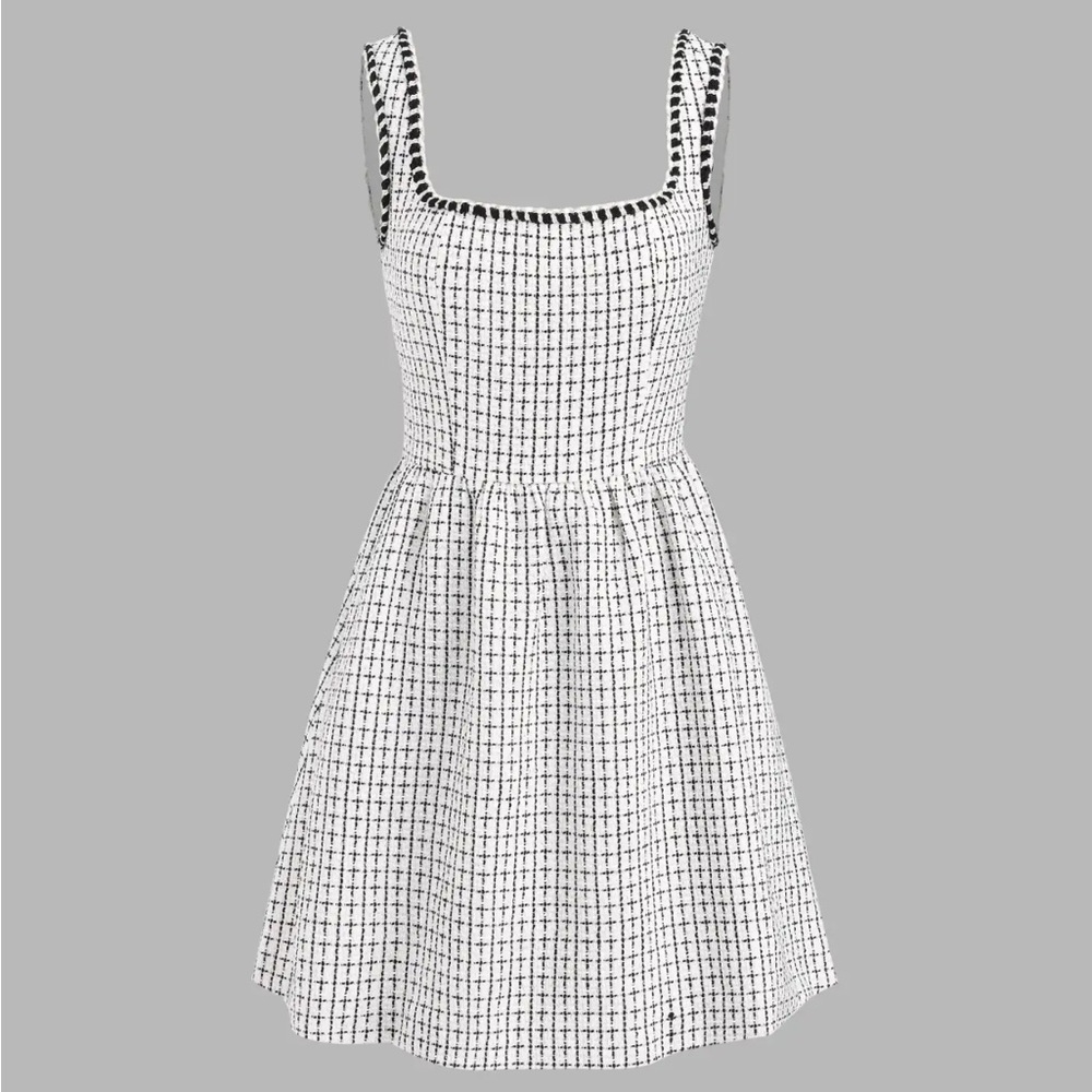 Cider Black and White  Tweed Grid Dress